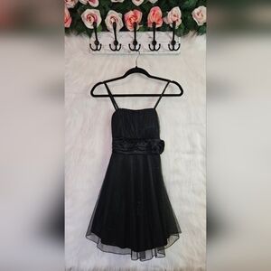 New Bell Girls Black Rose Formal A-Line Dress w/ Crinoline